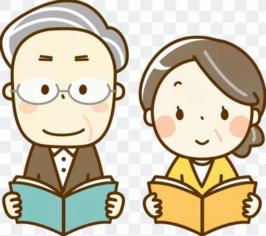 Elderly people reading books Elderly people reading books