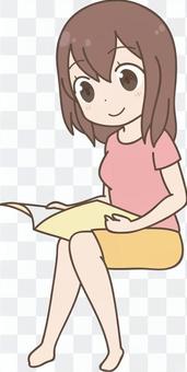 Anime female | Reading books | sitting | reading Anime female | Reading books | sitting | reading