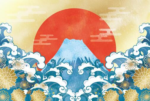 Ukiyo-e style first sunrise Ukiyo-e style first sunrise