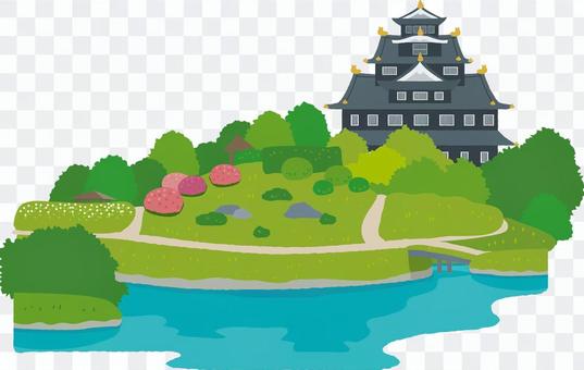 Korakuen and Okayama castle Korakuen and Okayama castle
