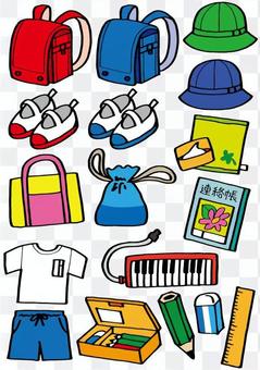 Assortment of elementary school students' belongings Assortment of elementary school students' belongings