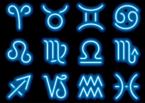 Neon sign style 12 constellation symbol set Neon sign style 12 constellation symbol set