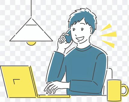 Illustration of a man during telework Illustration of a man during telework