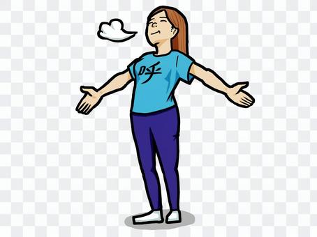 Deep breathing calm woman Deep breathing calm woman