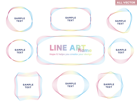 Frame material Iridescent cute line art Frame material Iridescent cute line art