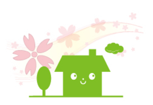 Cherry blossom dwelling (front) _ green Cherry blossom dwelling (front) _ green