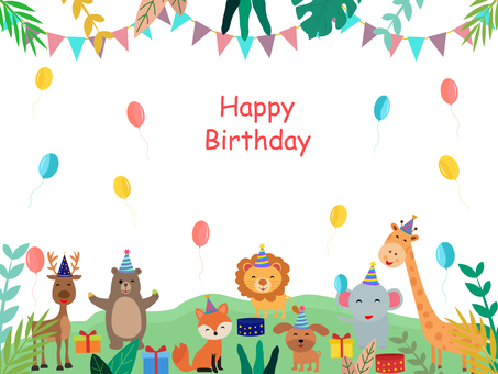 Birthday card celebrated by cute animals Birthday card celebrated by cute animals