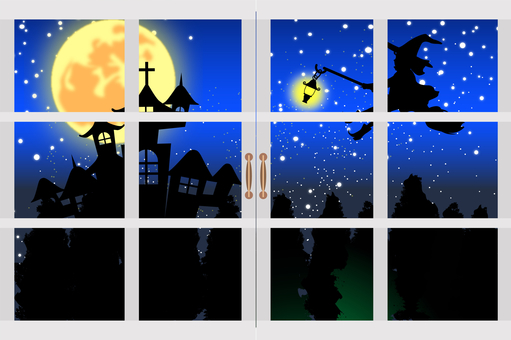 Halloween Material Postcard B Window Frame Halloween Material Postcard B Window Frame