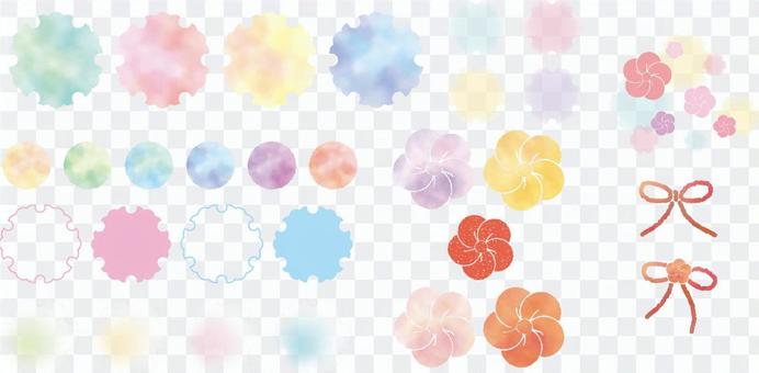 Japanese style parts of watercolor style Japanese style parts of watercolor style