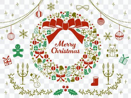 Christmas / hand drawn illustration set / wreath Christmas / hand drawn illustration set / wreath