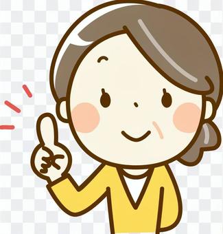 Senior female with pointing pose Senior female with pointing pose