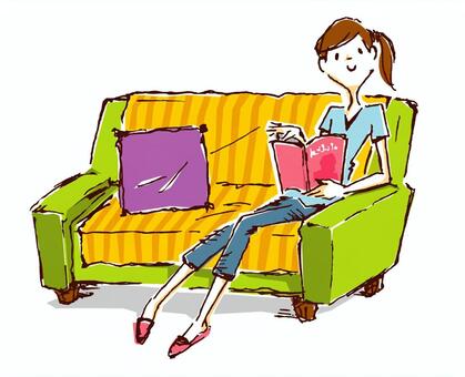 Reading on the sofa Reading on the sofa