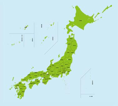 日本地图(颜色/近似位置) 日本地图(颜色/近似位置)