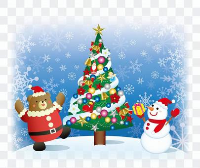 Christmas tree and bear and snowman Christmas tree and bear and snowman