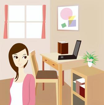 女性的房间在家工作 女性的房间在家工作