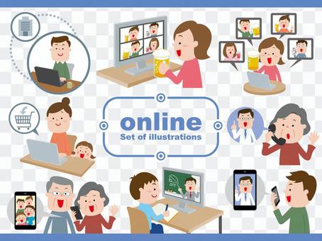 Online utilization illustration set Online utilization illustration set