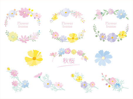 Autumn frame_Autumn cherry blossom decoration frame Pastel style 3 Autumn frame_Autumn cherry blossom decoration frame Pastel style 3