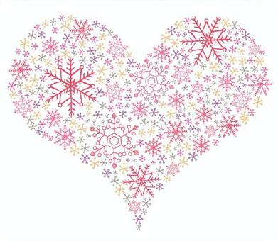 Heart pink made of snow crystal Heart pink made of snow crystal