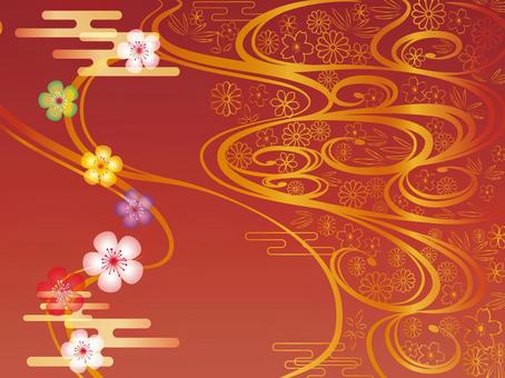 Japanese pattern frame with red and gold Japanese pattern frame with red and gold