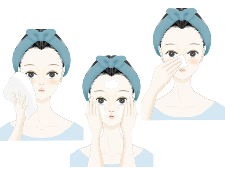 Illustration set of women doing skin care Illustration set of women doing skin care