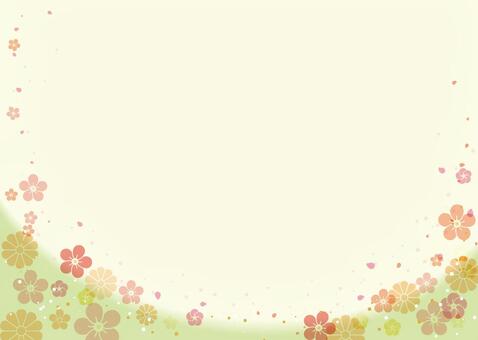 Japanese-style background green (plum, chrysanthemum) sideways Japanese-style background green (plum, chrysanthemum) sideways