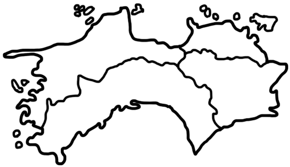 Shikoku white map drawing Shikoku white map drawing