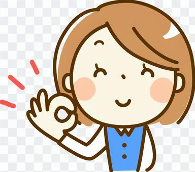 A woman with an OK sign A woman with an OK sign