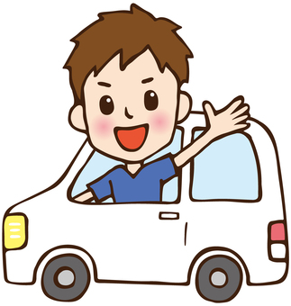 Male doctor heading for a home visit in a car Male doctor heading for a home visit in a car
