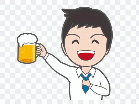 Cheers with beer Young man Cheers with beer Young man