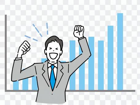 A salesman in a guts pose who is pleased with his achievements A salesman in a guts pose who is pleased with his achievements