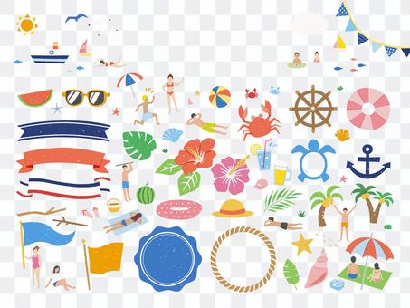 Summer and sea illustration and design frameset Summer and sea illustration and design frameset