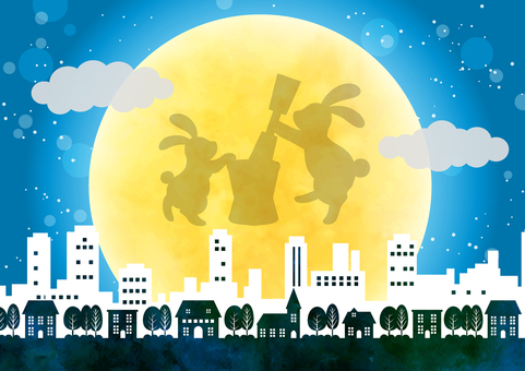City moon viewing background horizontal City moon viewing background horizontal