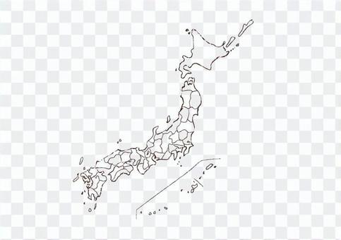 Japan map handwriting monochrome Japan map handwriting monochrome