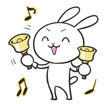 Rabbit ringing a handbell Rabbit ringing a handbell