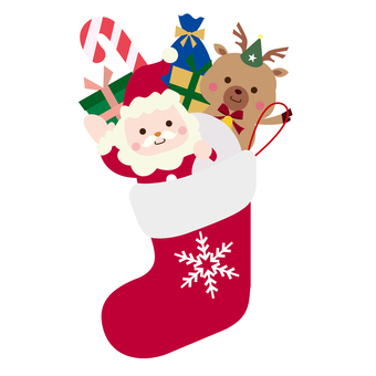Christmas santa, reindeer and socks Christmas santa, reindeer and socks
