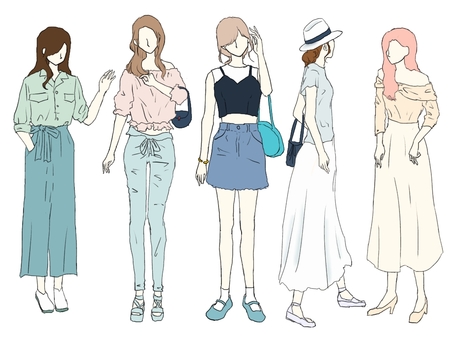 Spring / Summer fashion women's set 5 people Spring / Summer fashion women's set 5 people