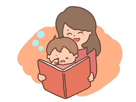 Story-telling of picture books Mother and child sleeping Story-telling of picture books Mother and child sleeping