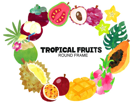 Tropical fruit background / round frame Tropical fruit background / round frame