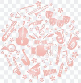 Spring color music silhouette set Spring color music silhouette set