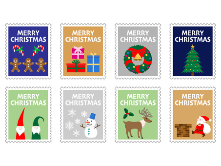 Stamp style illustration of cute Christmas motif Stamp style illustration of cute Christmas motif