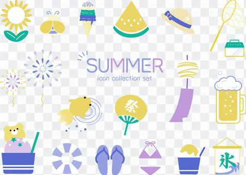 Summer icon set cool image color Summer icon set cool image color