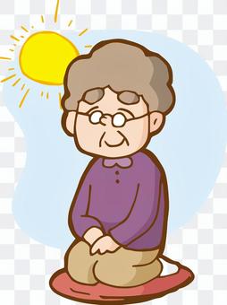 Sunbathing old woman Sunbathing old woman