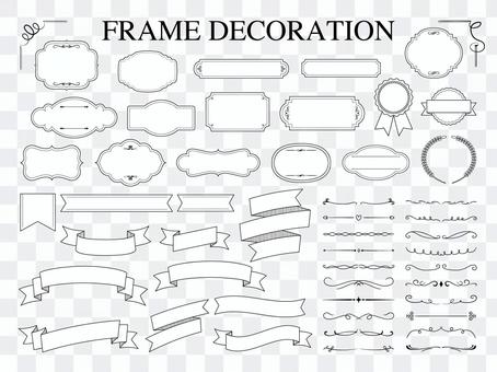 Antique-style frame, ribbon, decorative ruled line Antique-style frame, ribbon, decorative ruled line
