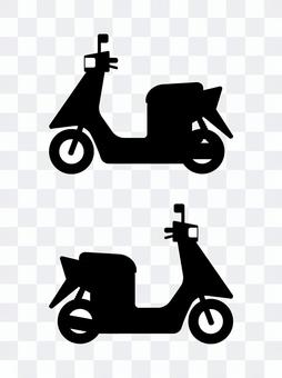 Bicycle silhouette with scooter and prime mover Bicycle silhouette with scooter and prime mover