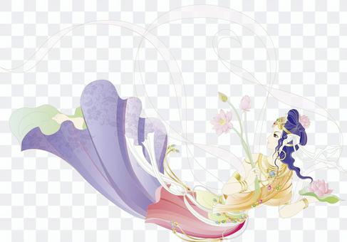 Flying sky with lotus flowers Flying sky with lotus flowers