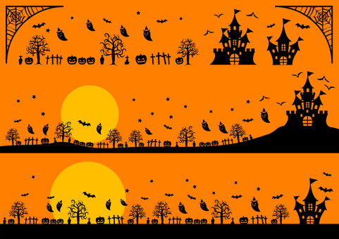 Halloween line set for castles and ghosts Halloween line set for castles and ghosts