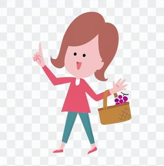 Woman hunting for grapes Woman hunting for grapes