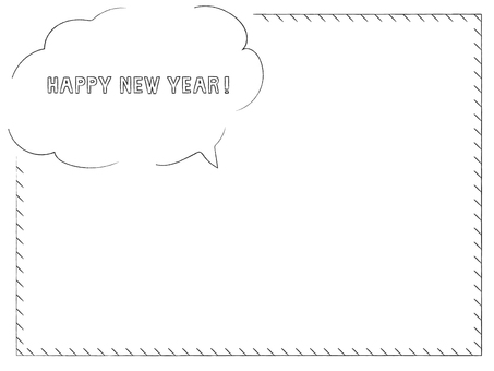 Pencil touch hand drawn frame_Happy New Pencil touch hand drawn frame_Happy New