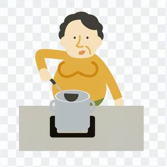 A kitchen, a lady A kitchen, a lady