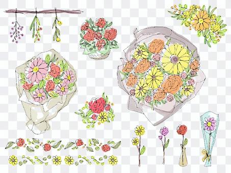 Bouquet illustration decoration set Bouquet illustration decoration set